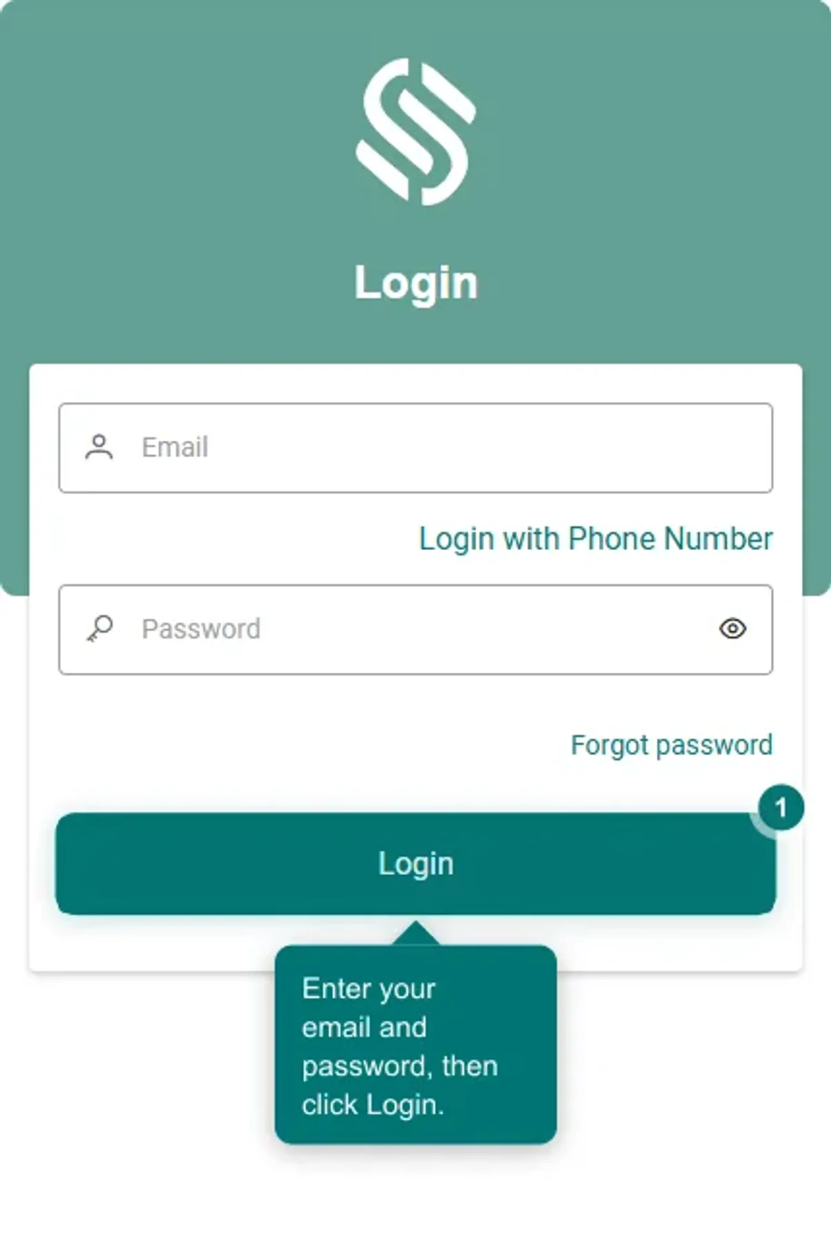 The CAMS sign-in screen, where you type your email and password