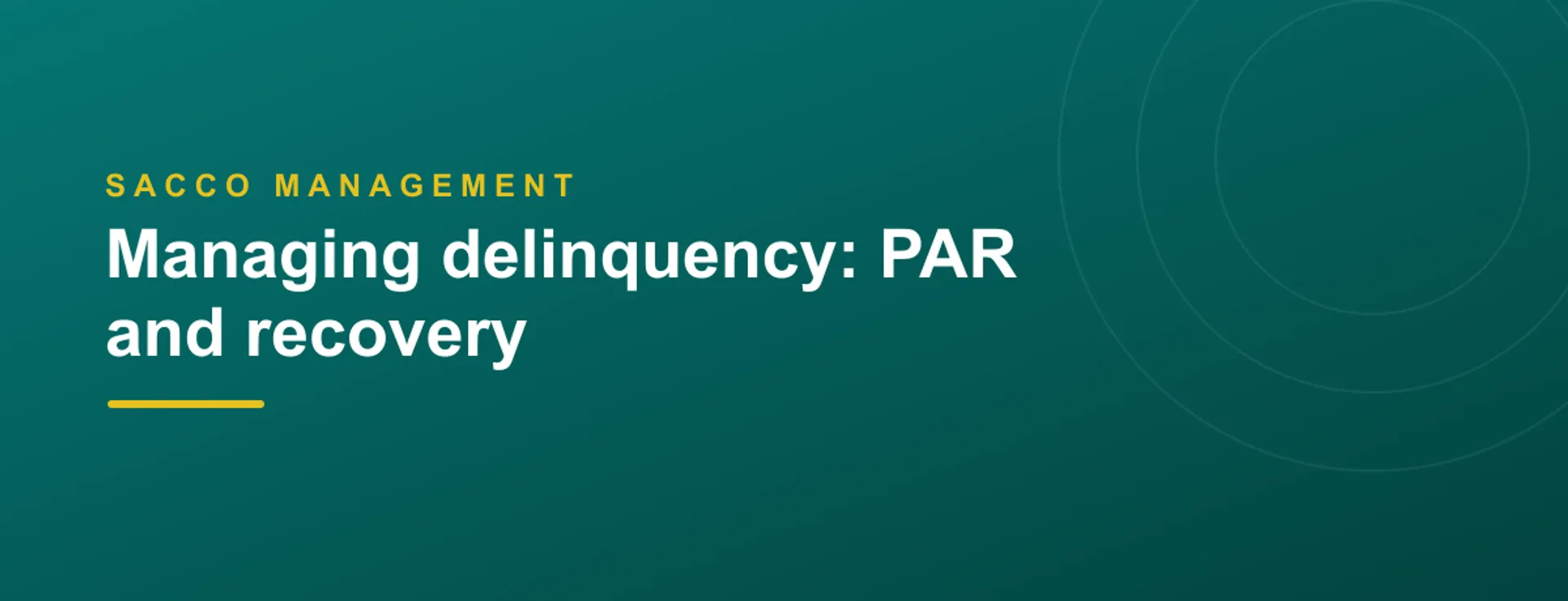 Managing delinquency: PAR and recovery