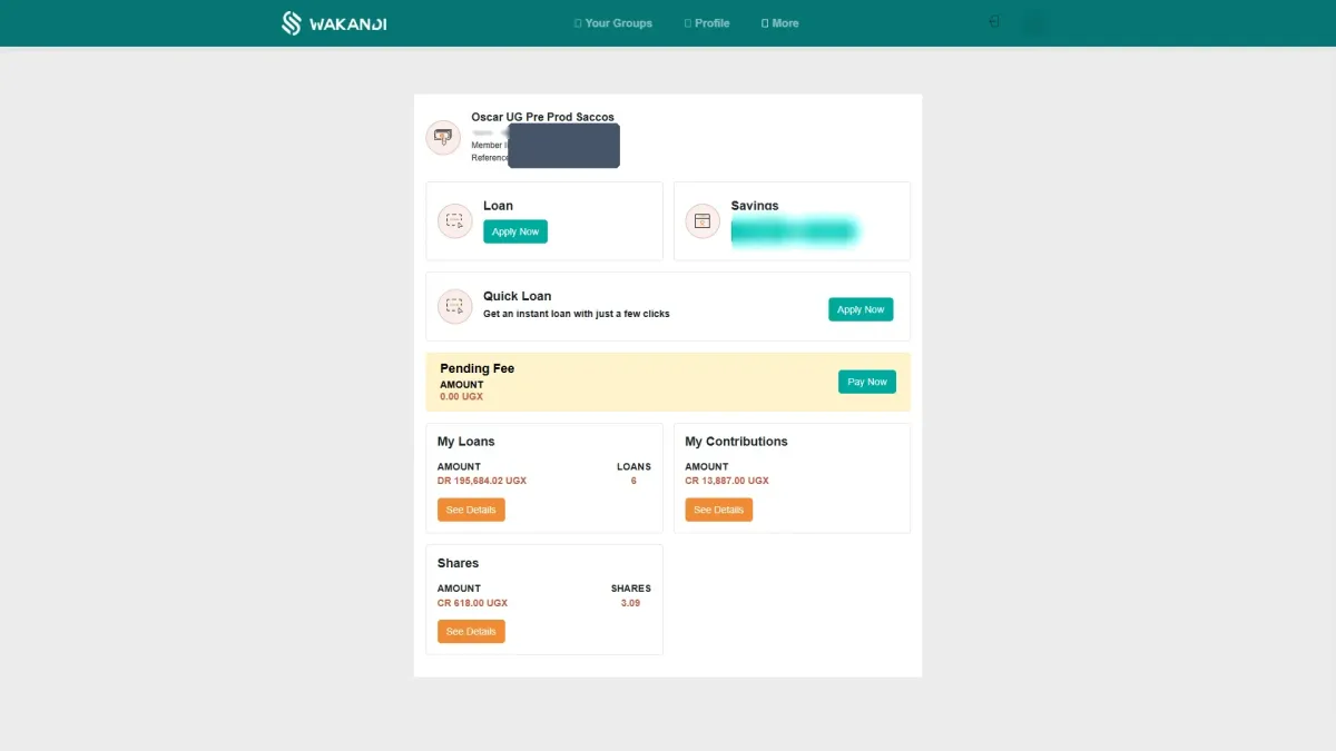 The dashboard that opens after you sign in and pick your group