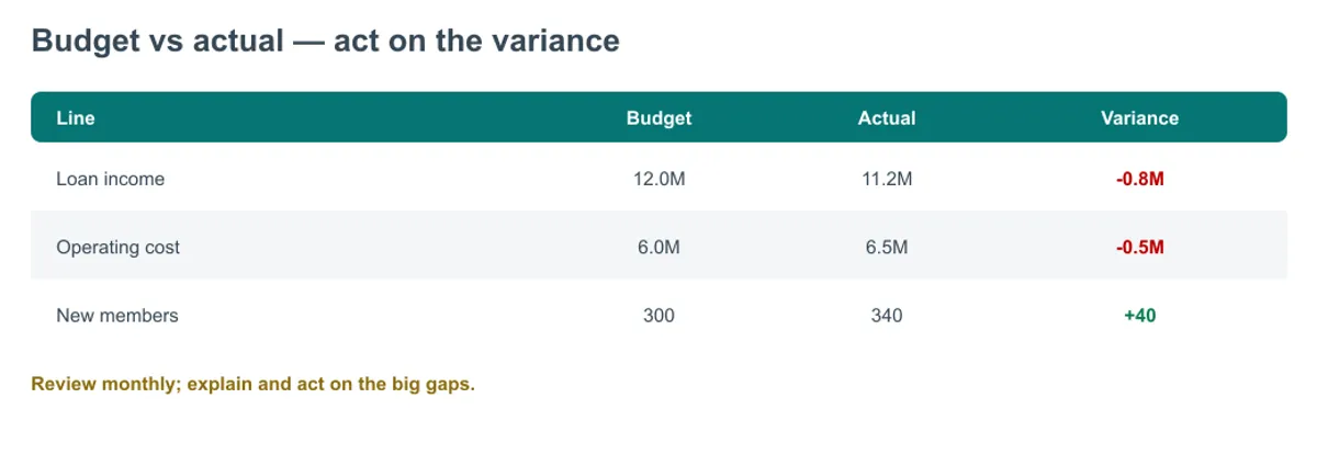 Budget vs actual diagram